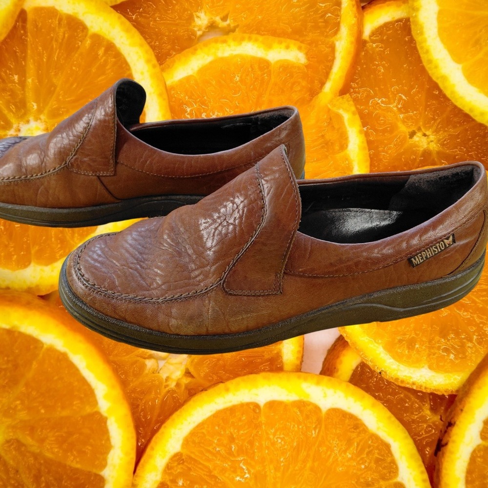 Mephisto Air Jet Leather Brown Slip On Loafers Comfort Walking Shoes Mens‎ US 10